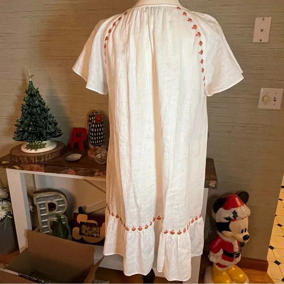 Madewell lighthouse embroidered floral linen shift dress Woman’s Size Small Boho - Picture 7 of 8